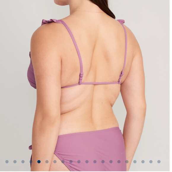 NWT OLD NAVY Ruffle-Trimmed Triangle String Bikini Swim Top Color: Damask - Picture 5 of 6